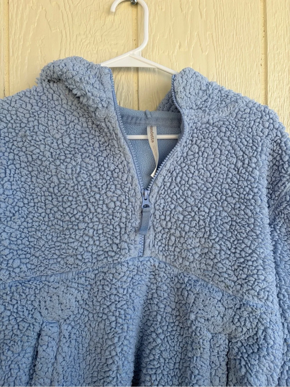 Kids Cozy Half-Zip Sherpa Hoodie - Light Blue Size L